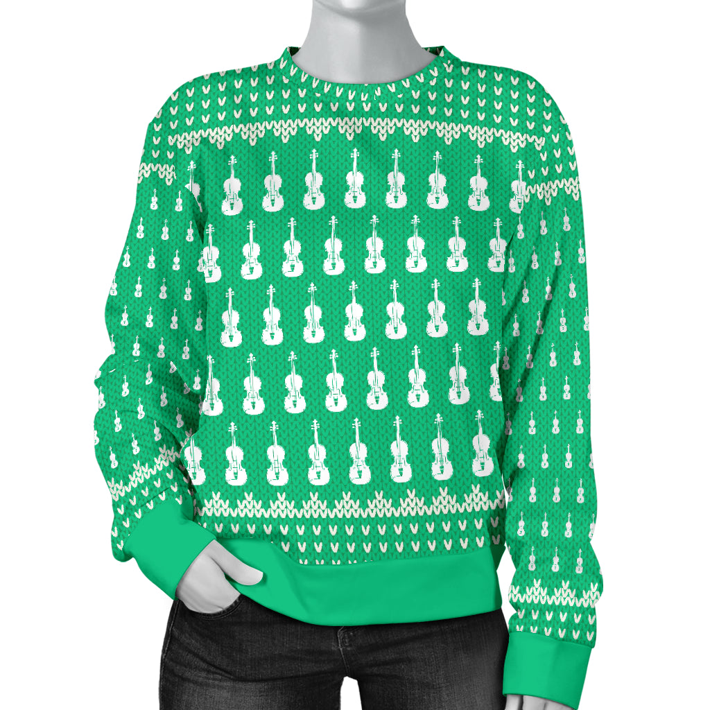 Violin Pattern Women's Green Sweater - { shop_name }} - Review