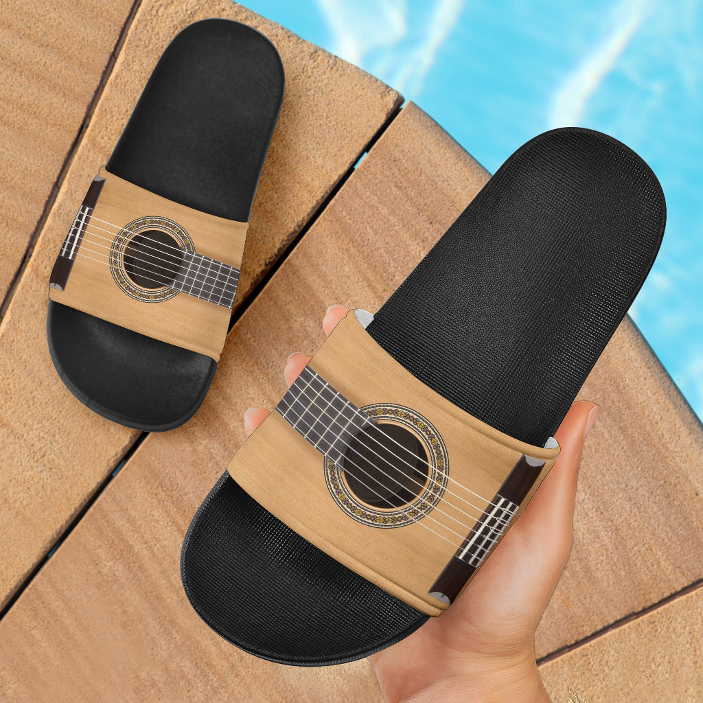 Classical Guitar Black Slide Sandals