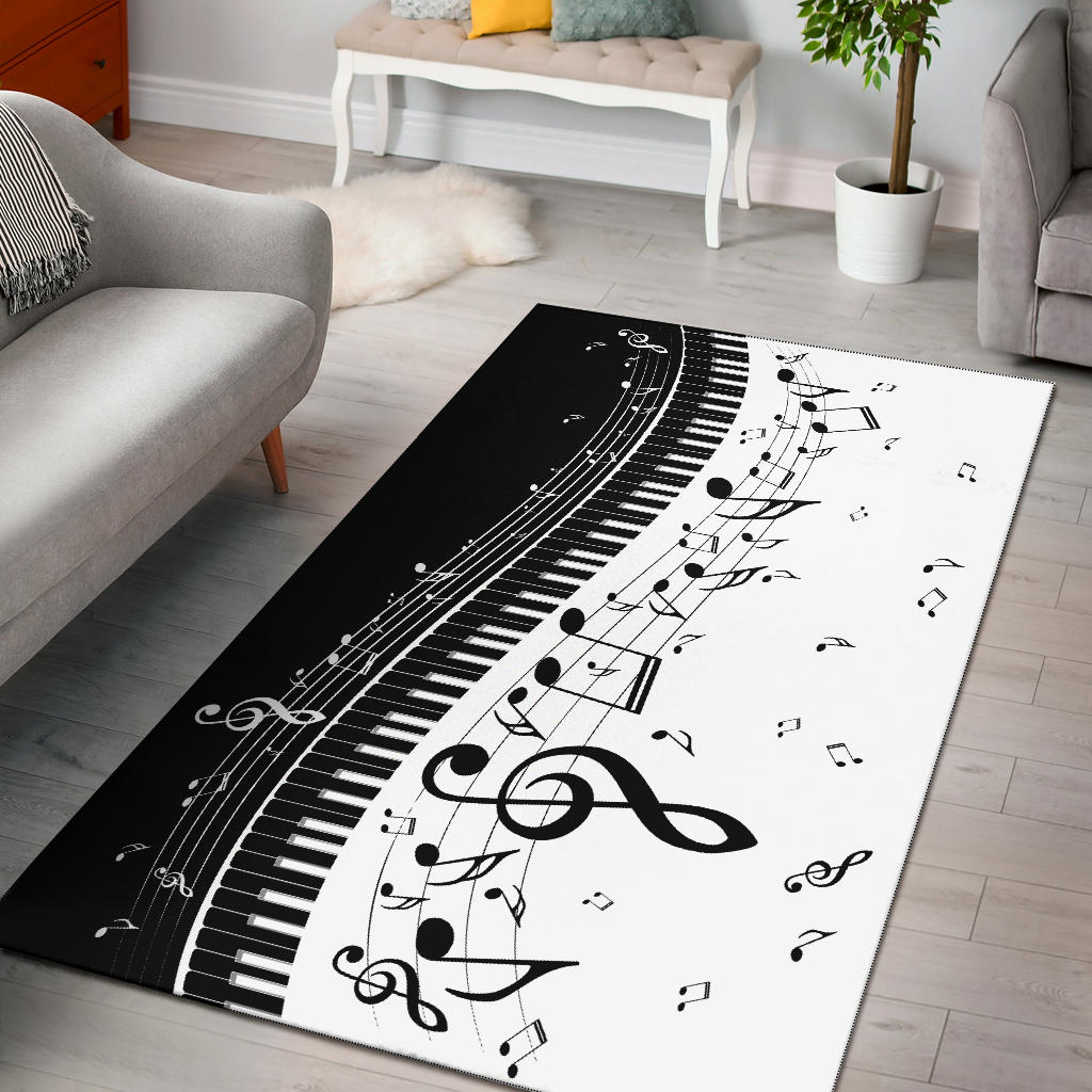 Piano Keys And Music Notes Area Rug