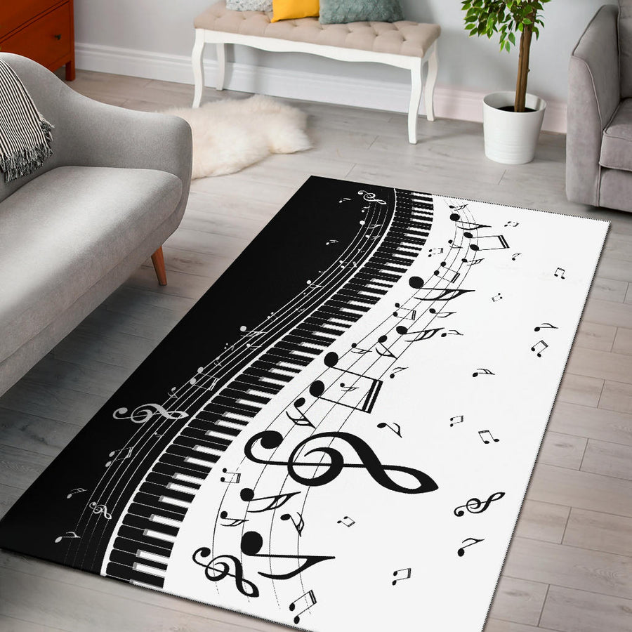 Piano Keys And Music Notes Area Rug