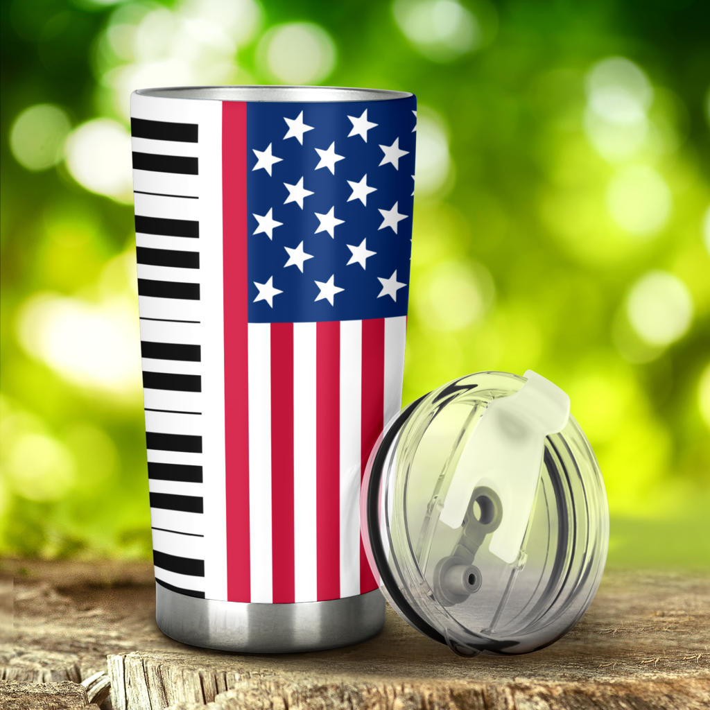 American Flag Piano Keys Tumbler - { shop_name }} - Review