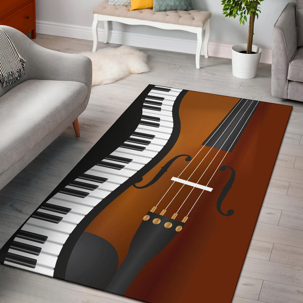 Piano Keys And Violin Area Rug