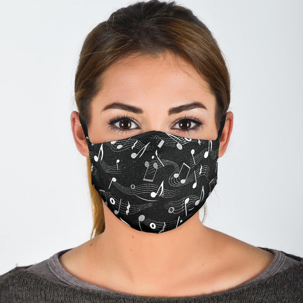 Music Notes Black Face Mask