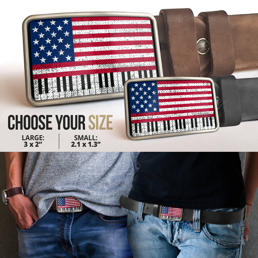 American Flag Piano Keys Belt Buckle - Belt Buckle / Small - { shop_name }} - Review