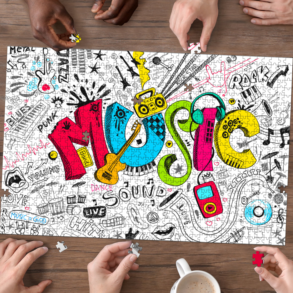 Multi Color Music Art Wood Jigsaw Puzzle