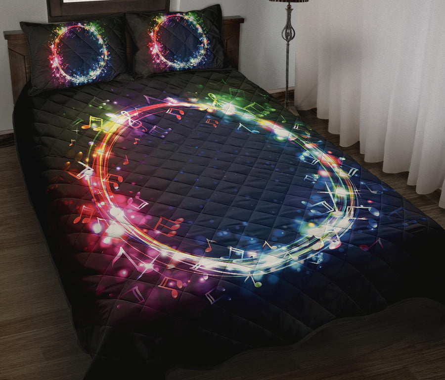Colorful Musical Notes Quilt Bed Set