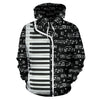 Piano And Music Notes Black Hoodie