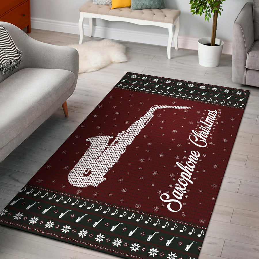 Saxophone Christmas Area Rug