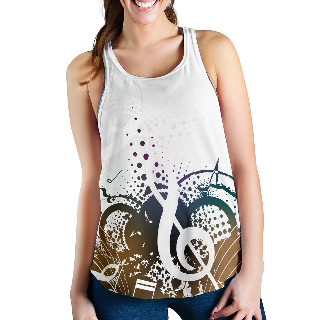 Music Notes Art White Racerback Tank