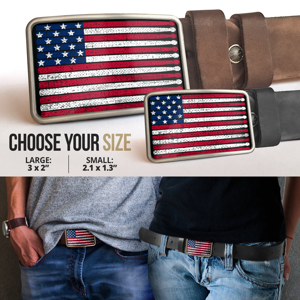 American Flag Drum Belt Buckle - Artistic Pod