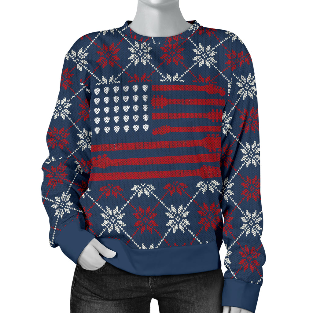 American Flag Guitar Women's Sweater - { shop_name }} - Review