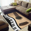 Piano Keys And Wood Guitar Area Rug