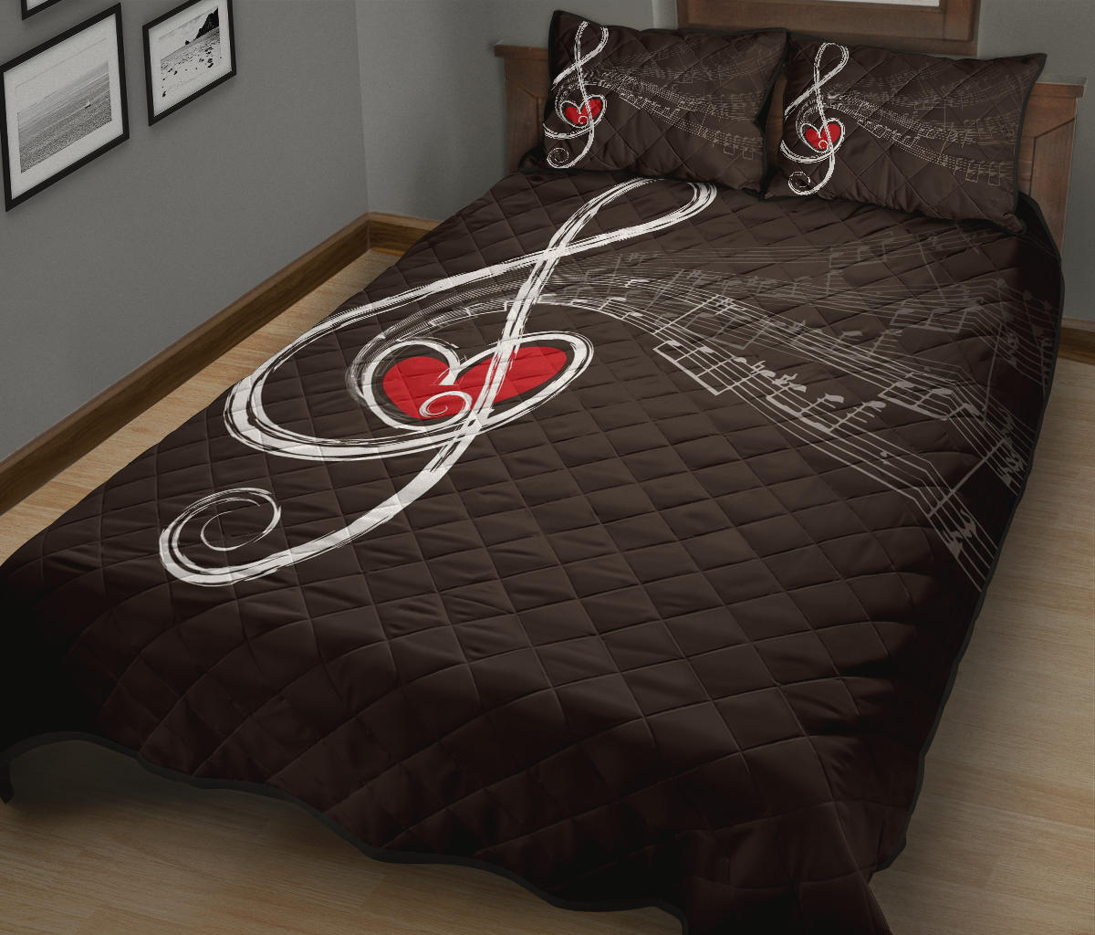 Music Notes Art Quilt Bed Set