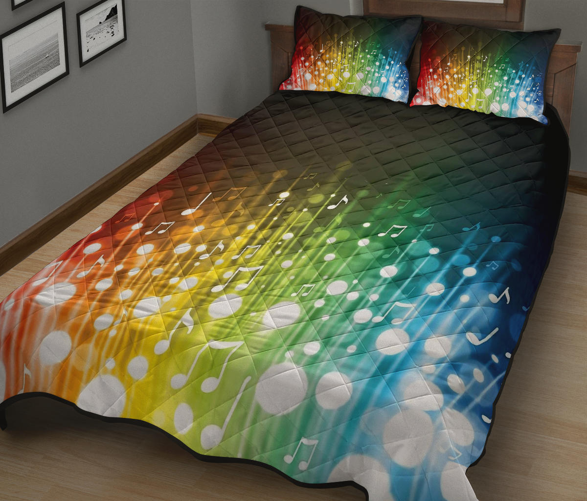 Rainbow Music Quilt Bed Set