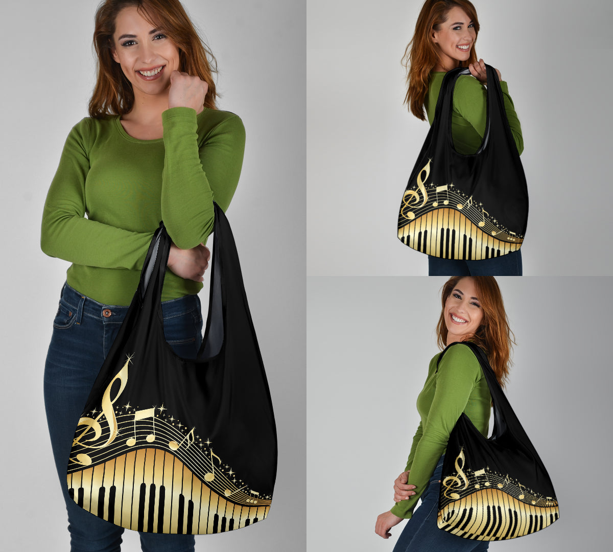 Piano Keys With Musical Notes Grocery Bag 3-Pack
