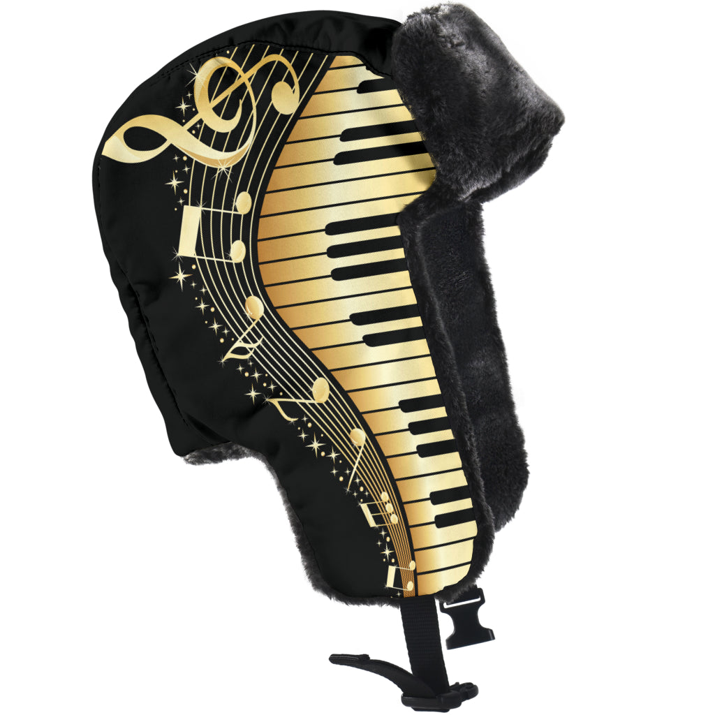 Piano Art Musical Notes Trapper Hat