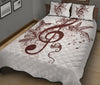 Treble Clef And Hummingbirds Quilt Bed Set
