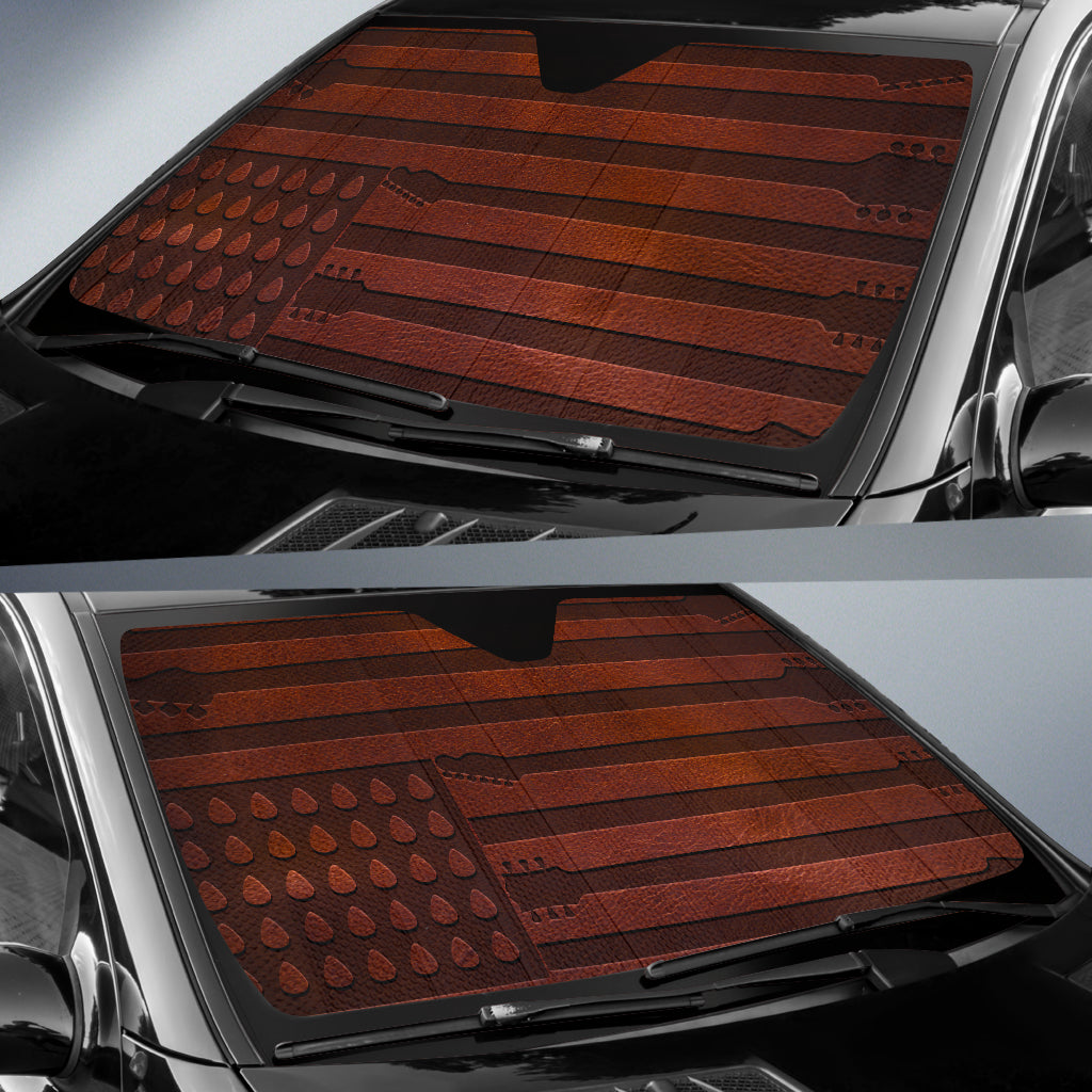 Guitar American Flag Auto Sun Shade