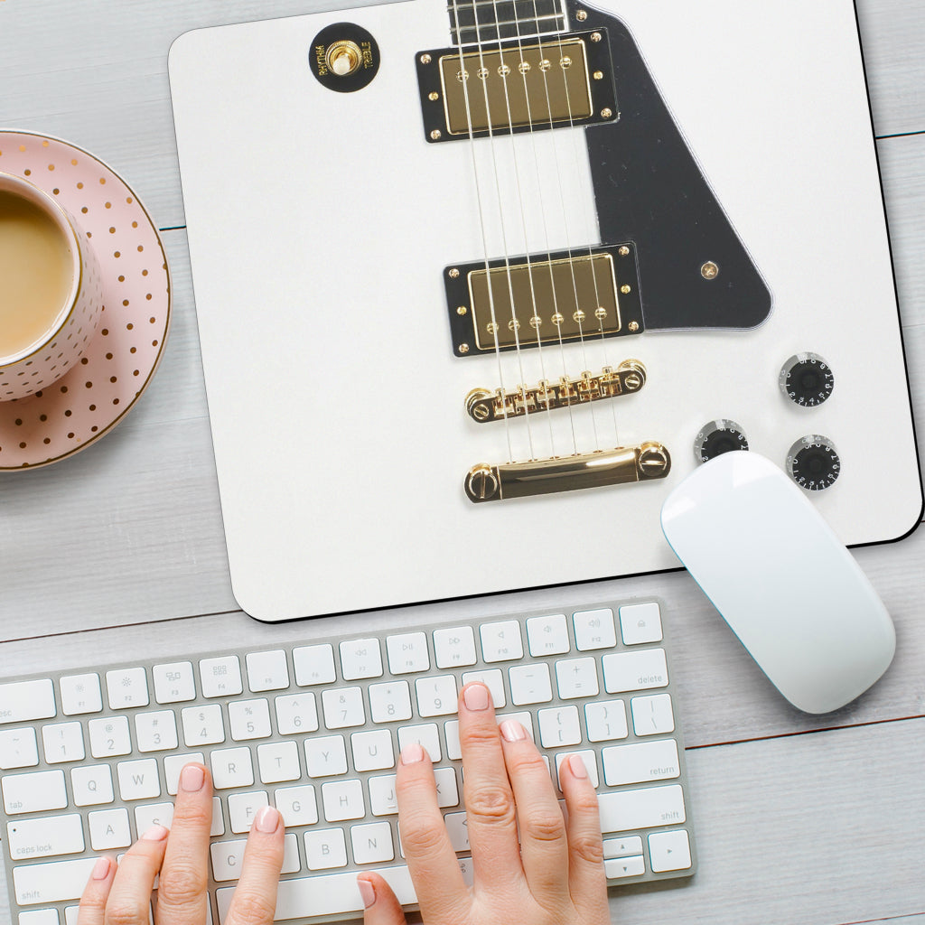 Electric Guitar White Mouse Pad