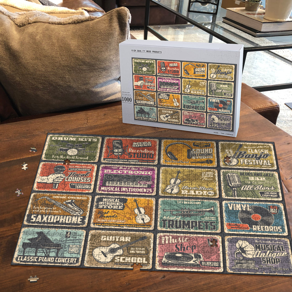 Music Catalogue Wood Jigsaw Puzzle