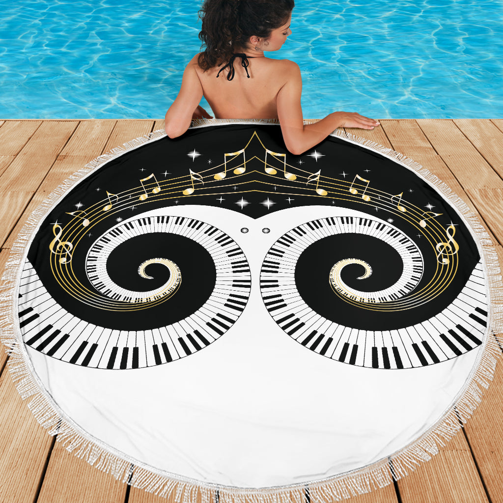 Piano Keys Art Musical Notes Beach Blanket