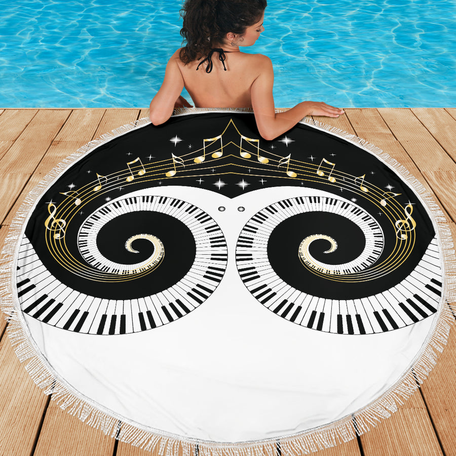 Piano Keys Art Musical Notes Beach Blanket