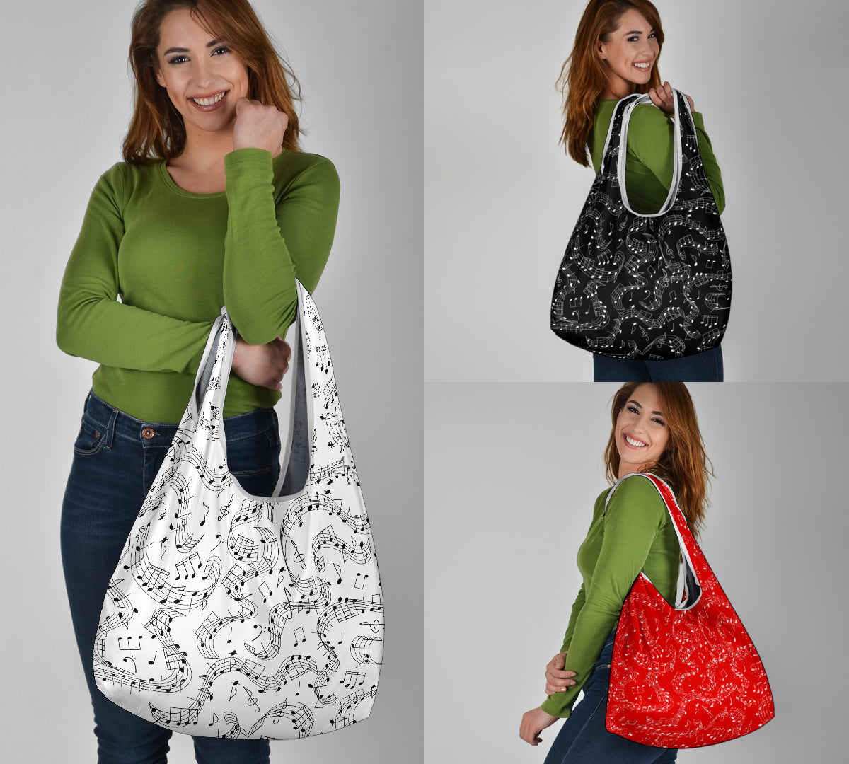 Music Notes Grocery Bag 3-Pack