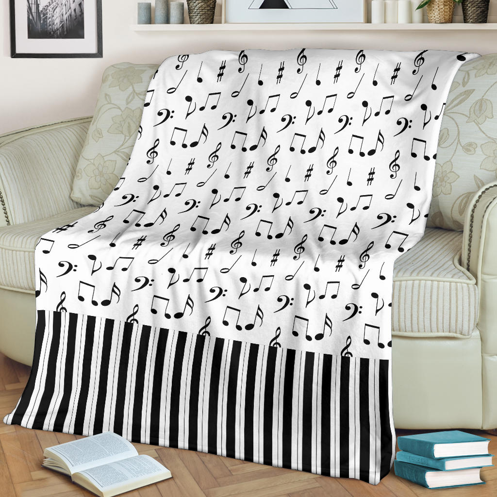 Musical Notes And Piano Art Premium Blanket