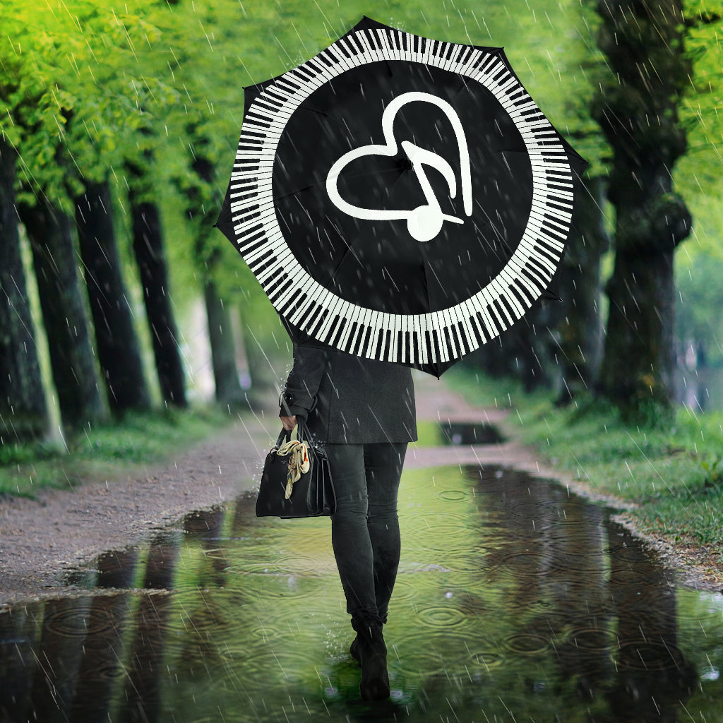 Piano Keys With Music Note Love Umbrella
