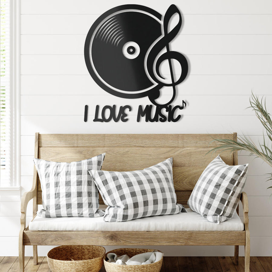 I Love Music Metal Sign