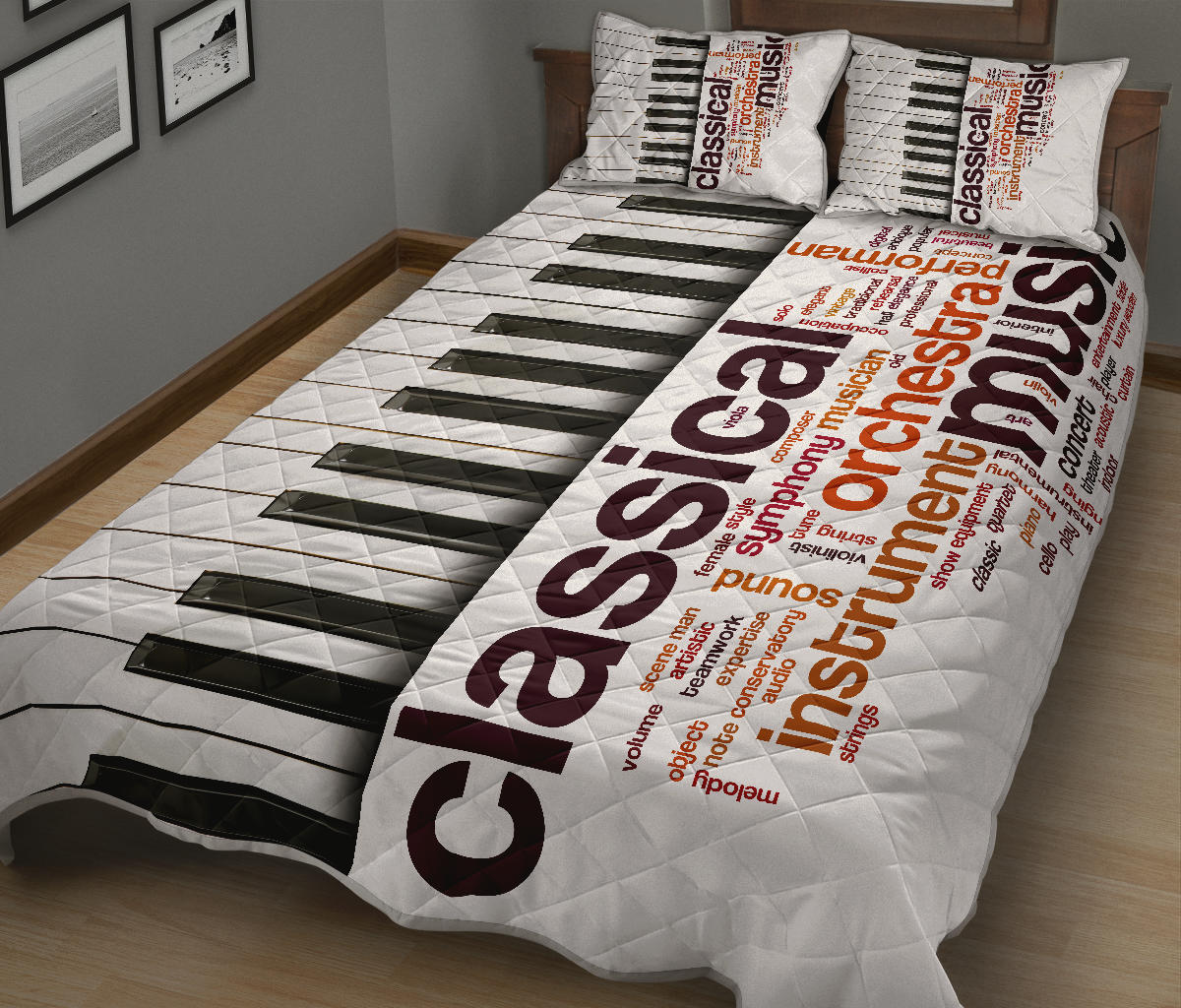 Piano And Music Quilt Bed Set