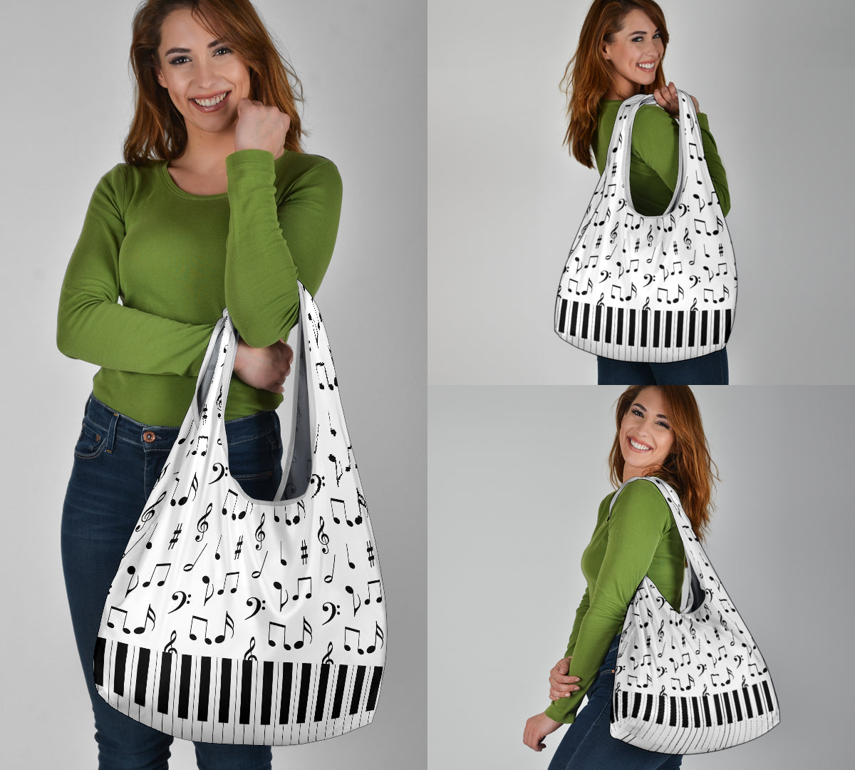 Musical Notes And Piano Art Grocery Bag 3-Pack