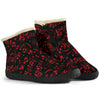 Red Musical Notes Cozy Winter Boots