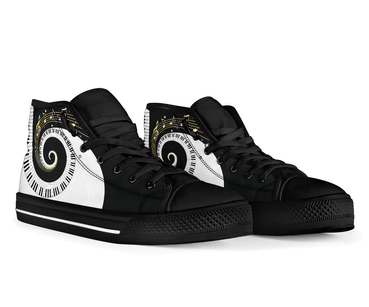 Piano Art Music High Top Shoes