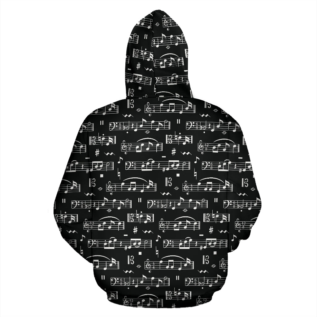 Piano And Music Notes Black Hoodie