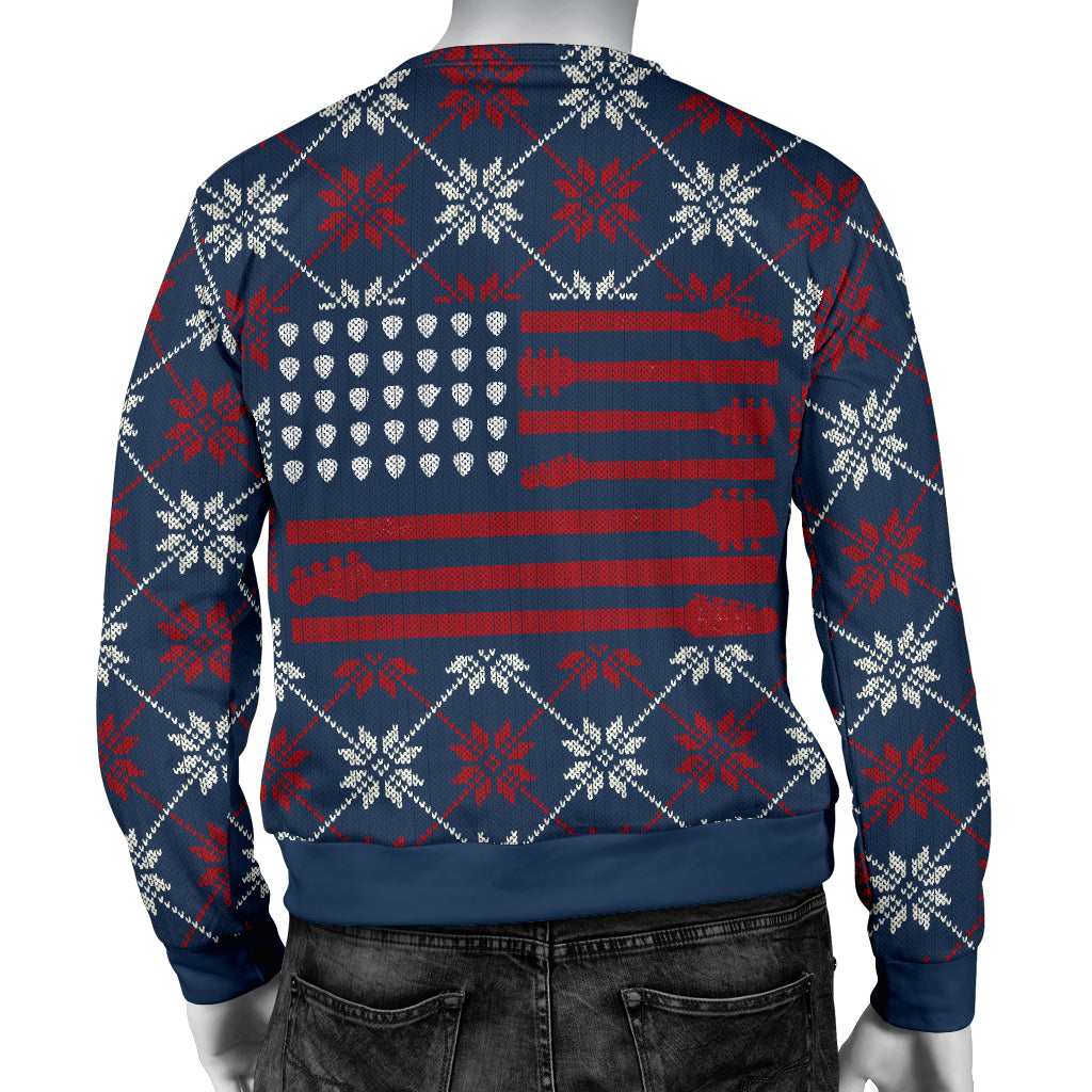 American Flag Guitar Men's Sweater - { shop_name }} - Review