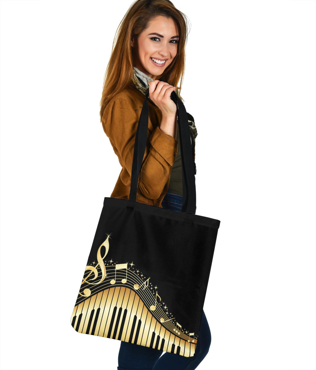 Piano Keys With Musical Notes Tote Bag