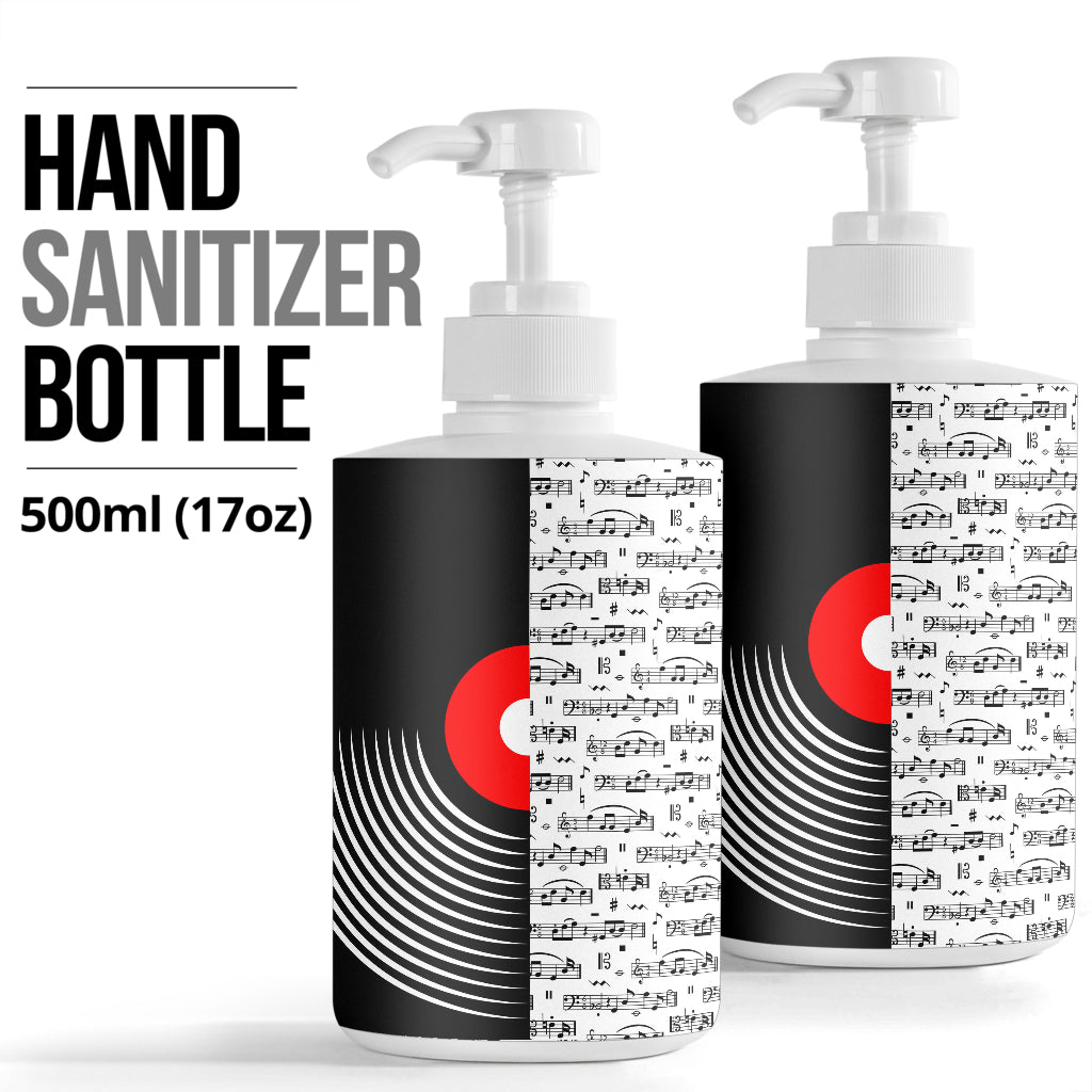 Vinyl Musical Notes Sanitizer Bottle