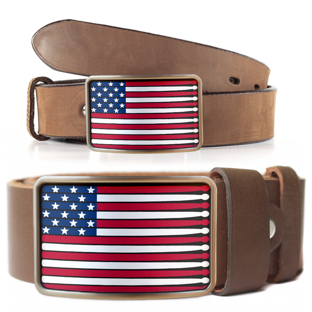Stunning American Flag Drum Belt Buckle