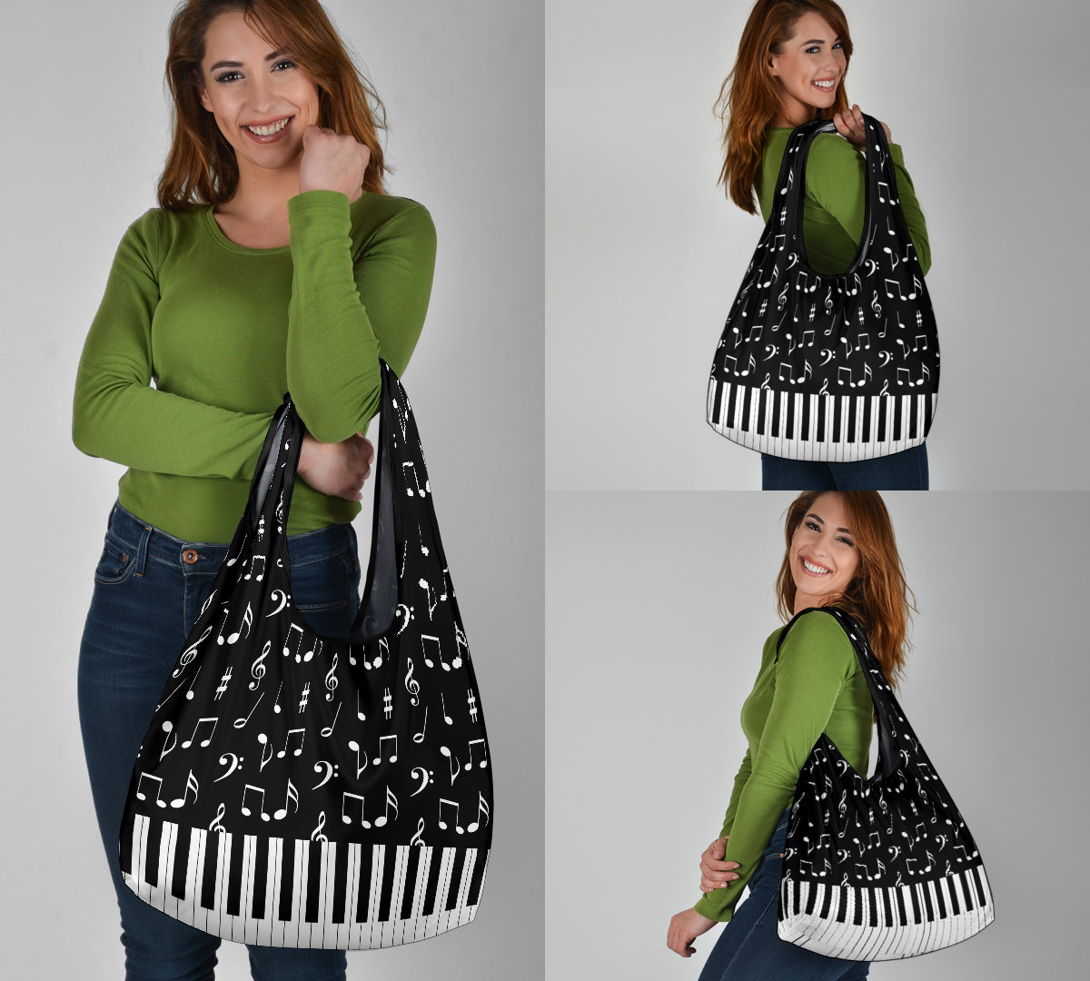 Music Notes And Piano Art Grocery Bag 3-Pack