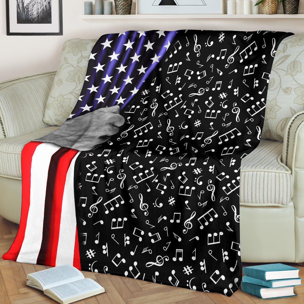 Music Notes American Flag Blanket