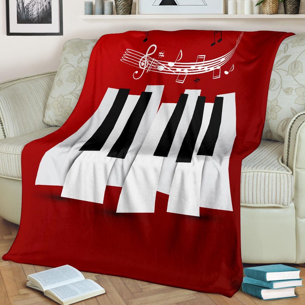 Piano  Key And Musical Notes Premium Blanket