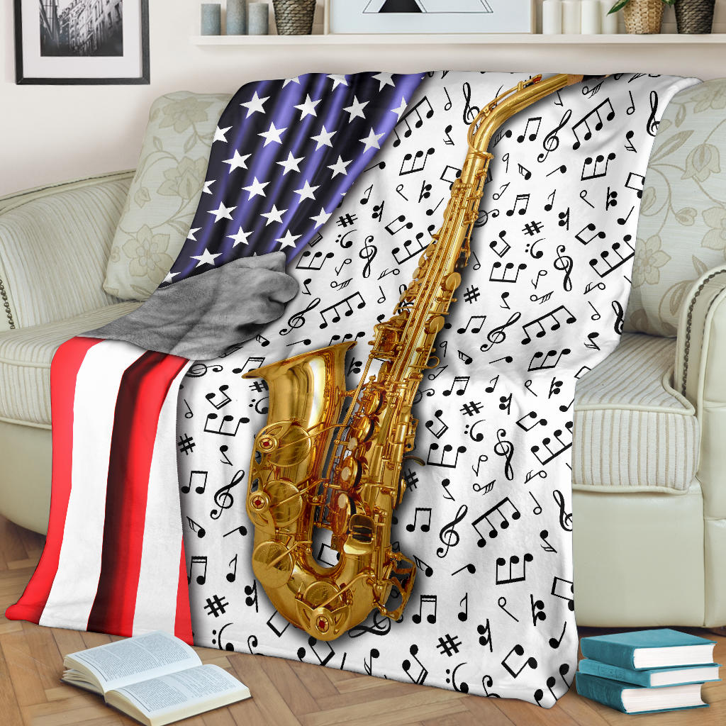 Music Notes Saxophone Blanket