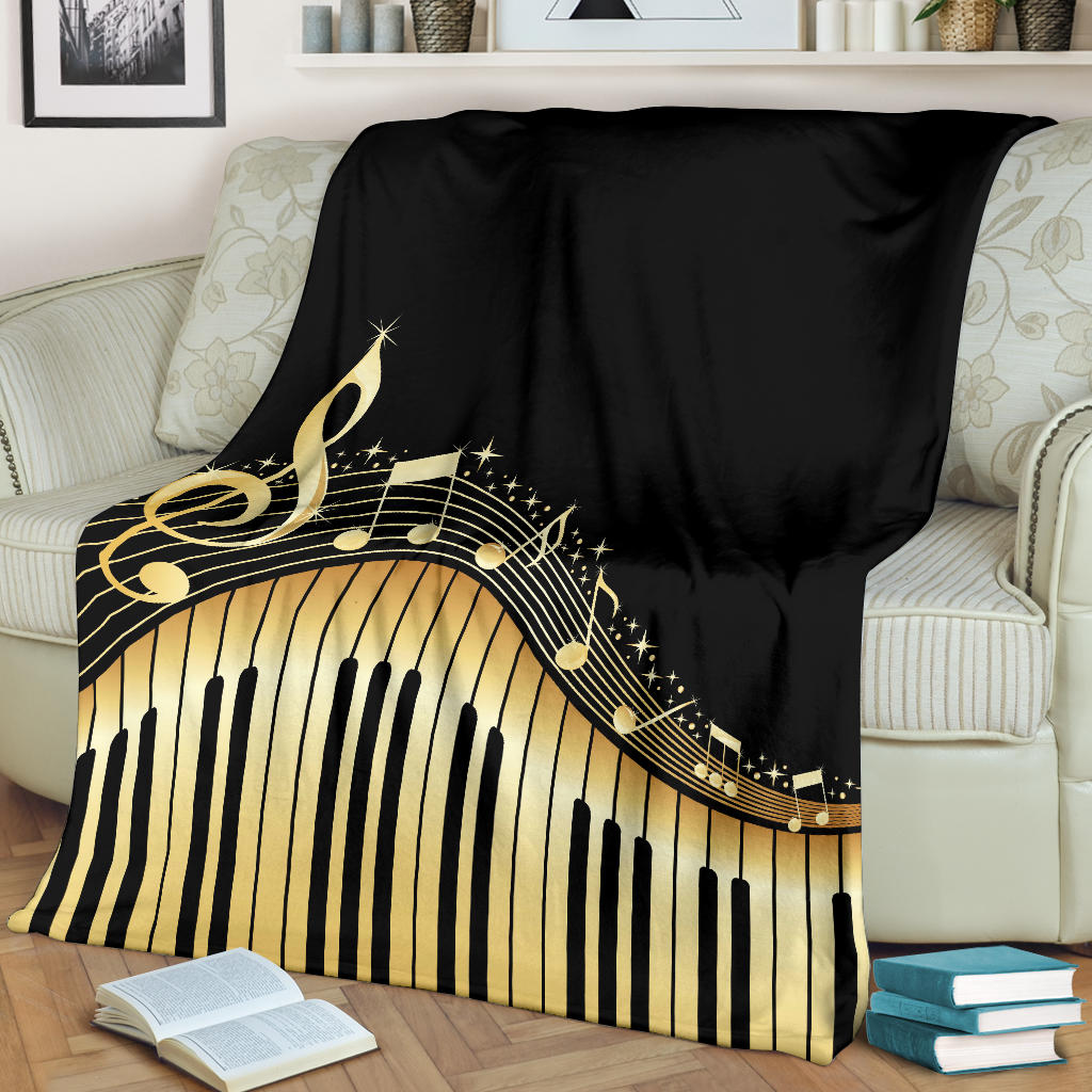 Piano Keys With Musical Notes Premium Blanket
