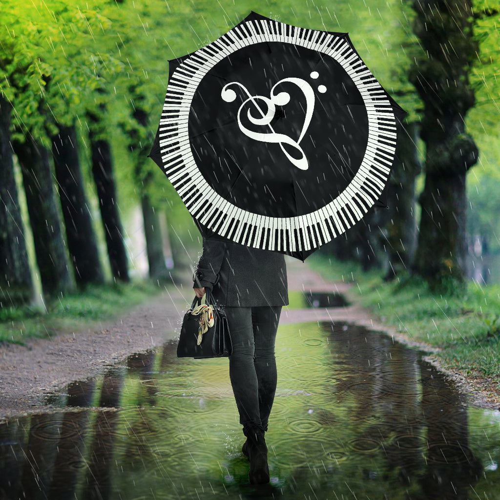 Piano Keys With Treble Clef Heart Umbrella