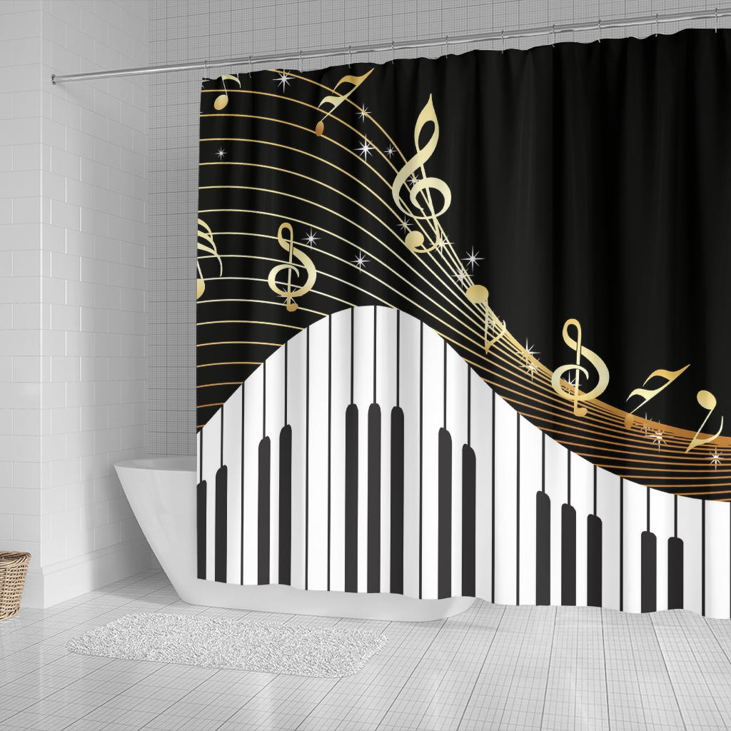 Piano Keys And Music Notes Shower Curtain