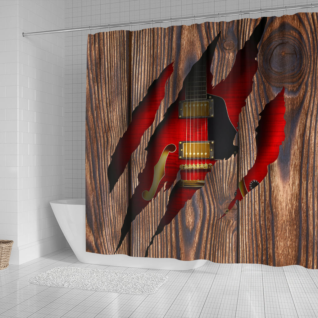 Wood Guitar Shower Curtain