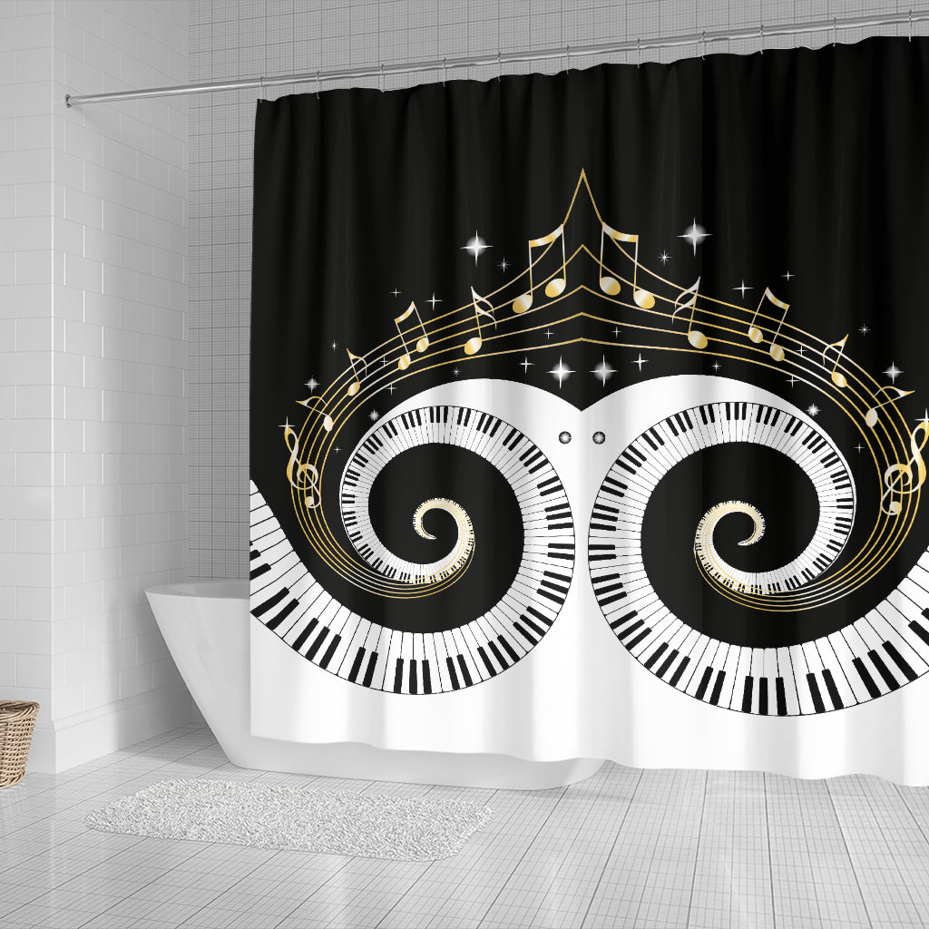 Piano Keys Art Musical Notes Shower Curtain
