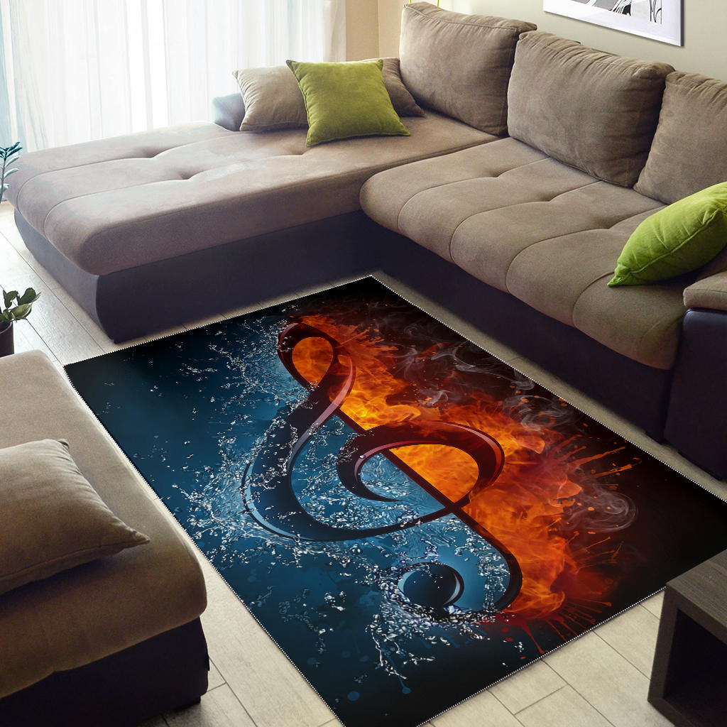 Treble Clef Ice And Fire Area Rug