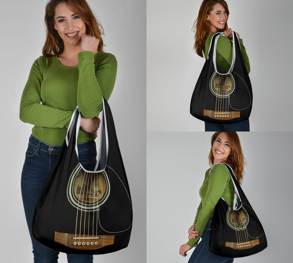 Black Guitar Grocery Bag 3-Pack